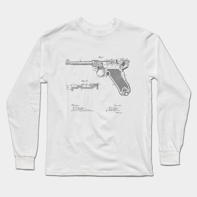 Gun Design Vintage Patent Hand Drawing Long Sleeve T-Shirt by TheYoungDesigns